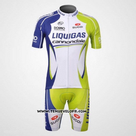 2012 Maillot Ciclismo Liquigas Cannondale Vert et Blanc Manches Courtes et Cuissard